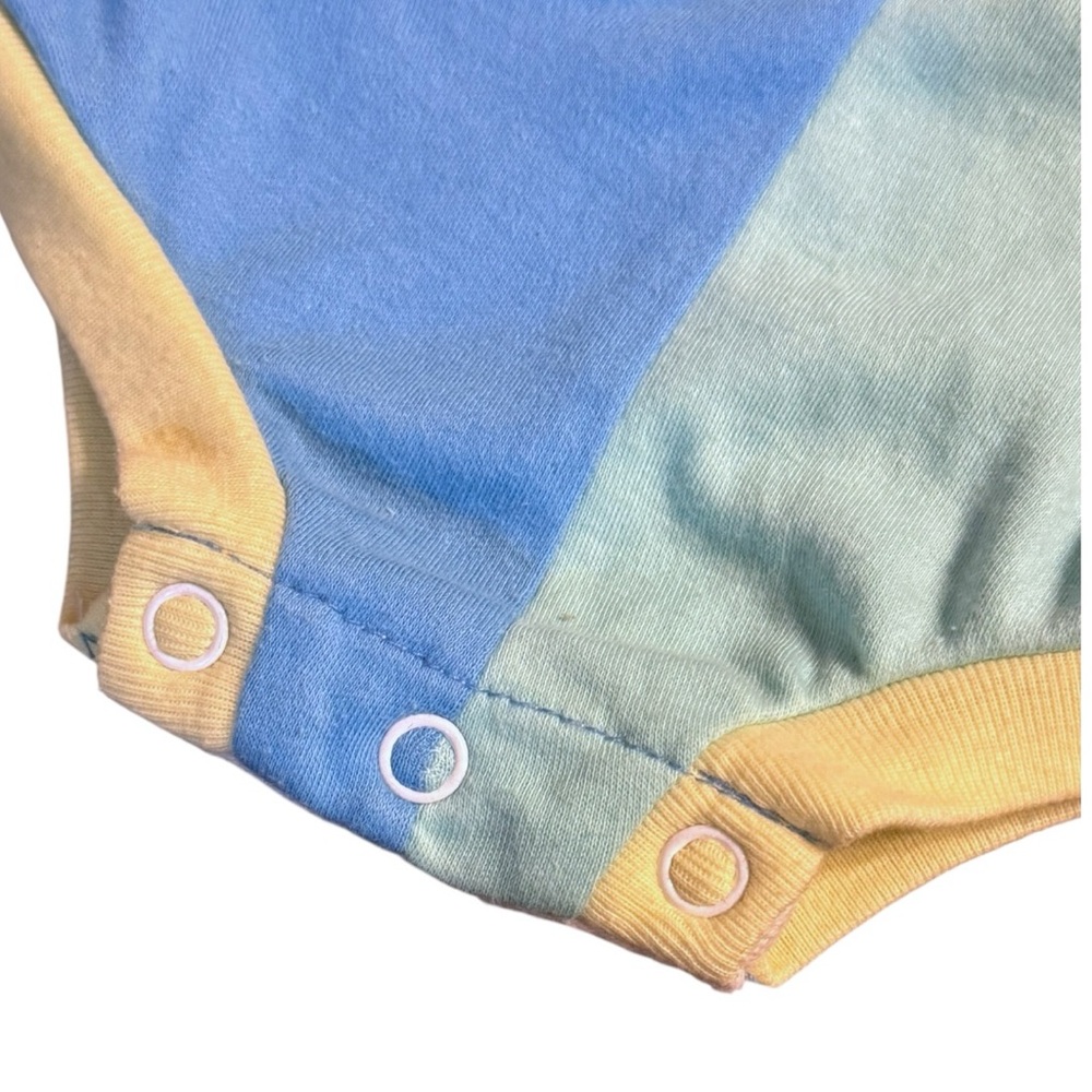 Vintage 1991 Lovespun Baby Colorblock Romper Applique Animals 6–9 Months Pastel - Picture 3 of 6